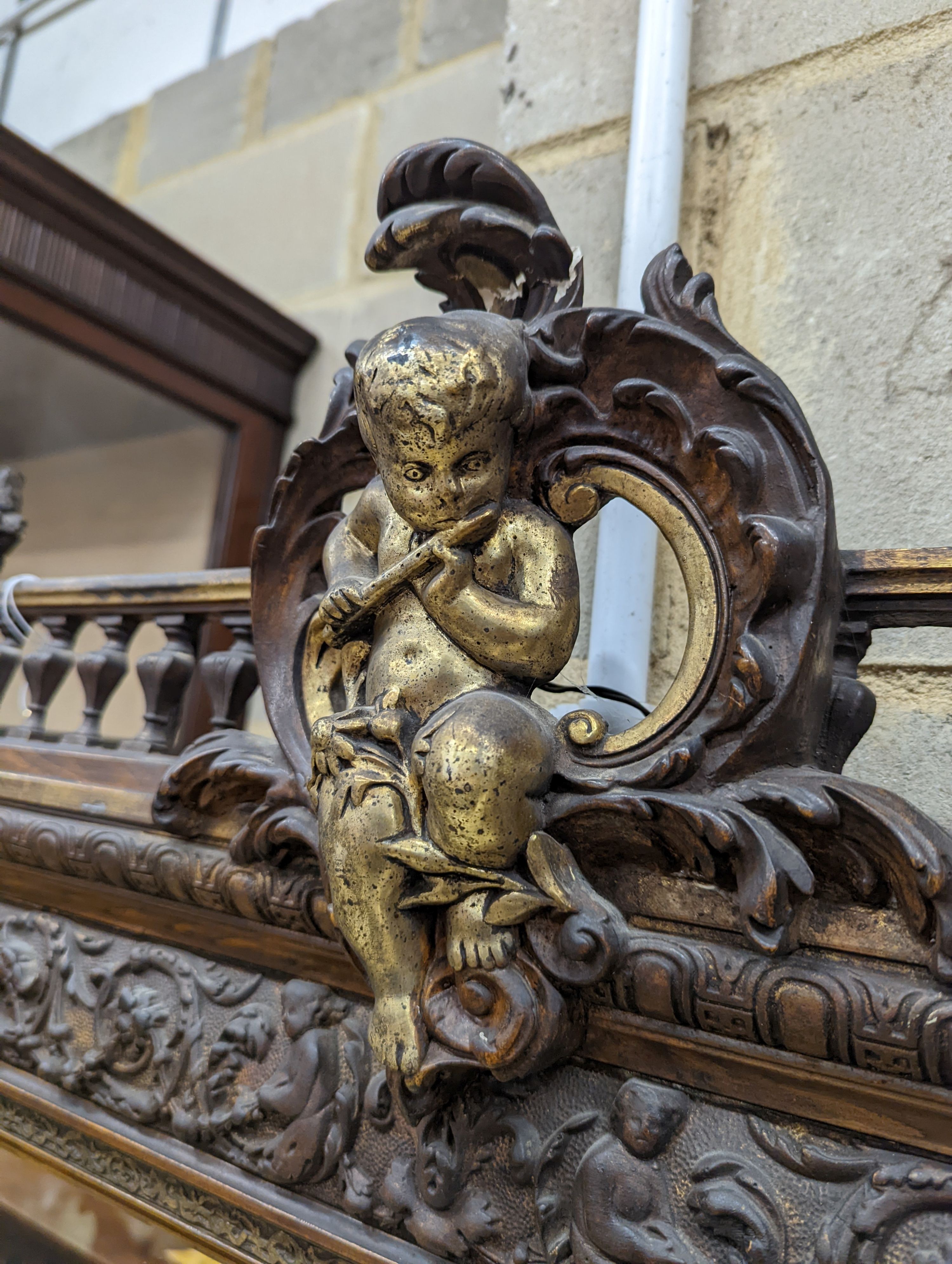 A Victorian parcel gilt pier glass, width 80cm, height 149cm